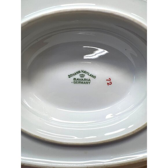 Johann Haviland Bavaria Germany Blue Floral Porcelain Gravy Boat With Attached U - Picture 6 of 6